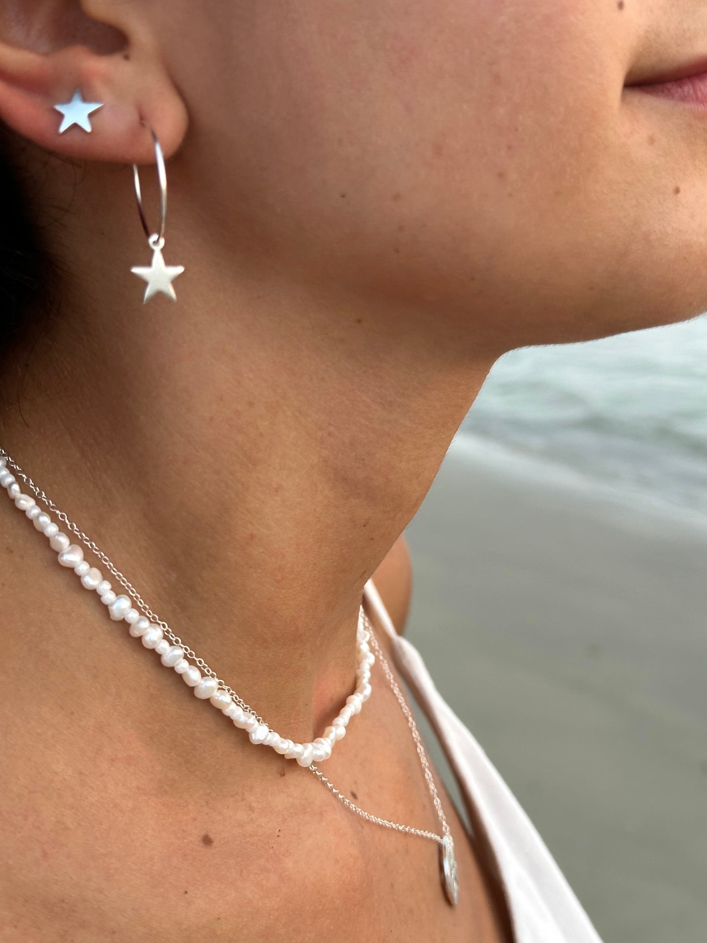 Silver Star Hoop Earrings