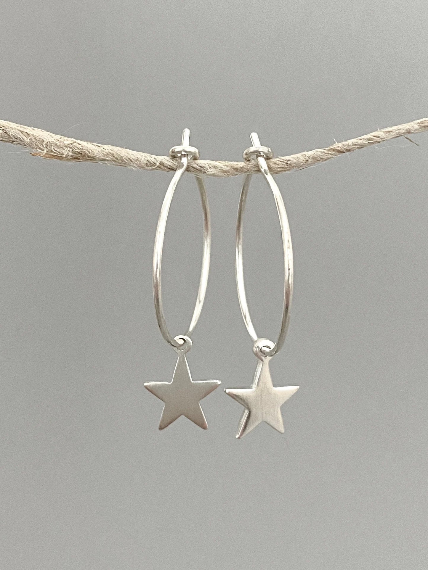 Silver Star Hoop Earrings