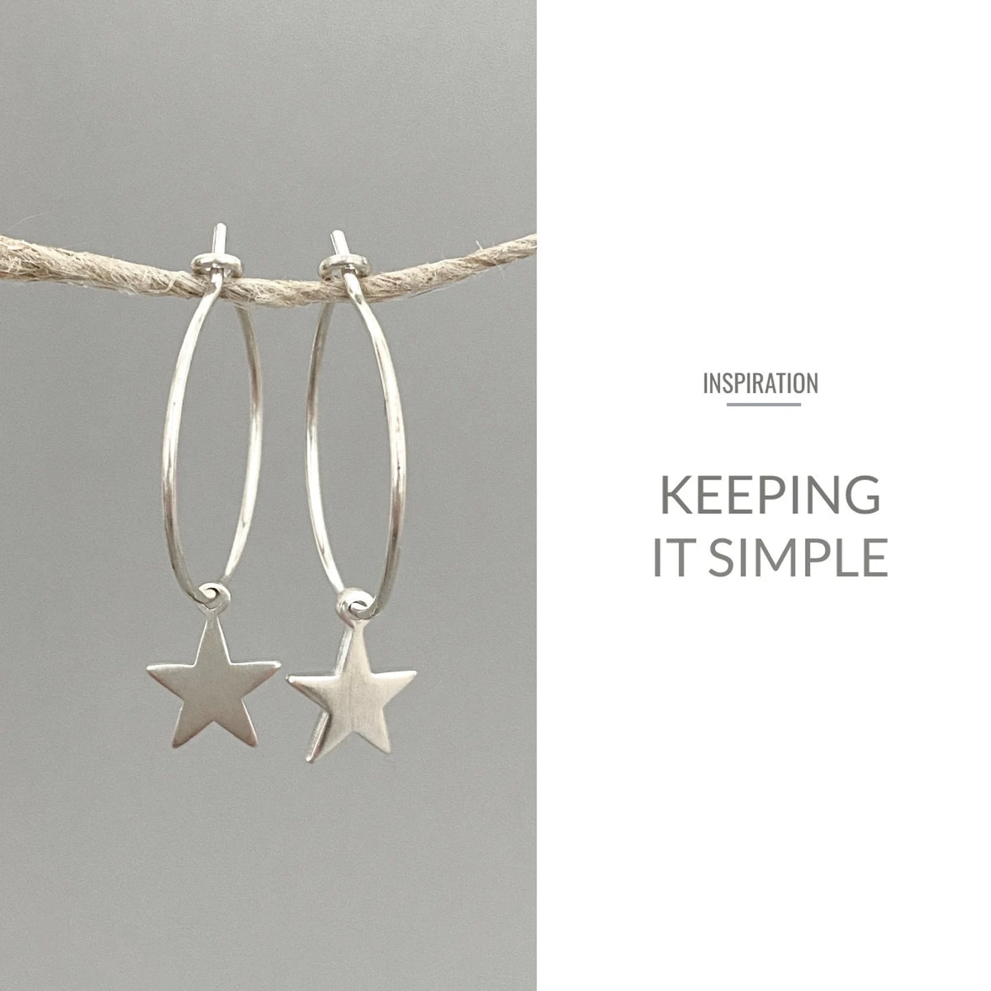 Silver Star Hoop Earrings